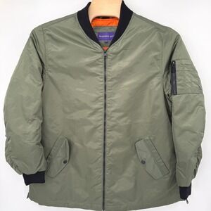 Madden Girl Bomber Jacket Women 2X Olive Green Ruched Back Flight Jacket Zip